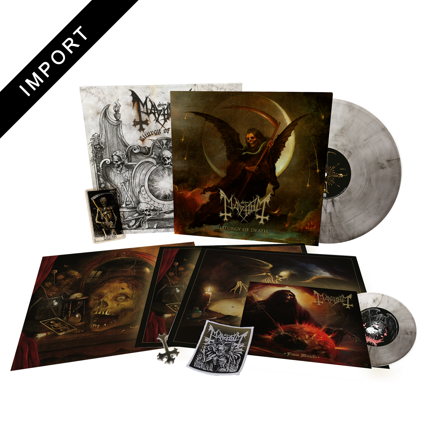Mayhem - Liturgy of Death - Ltd. Deluxe Clear-Black Marbled LP + 7" Box Set